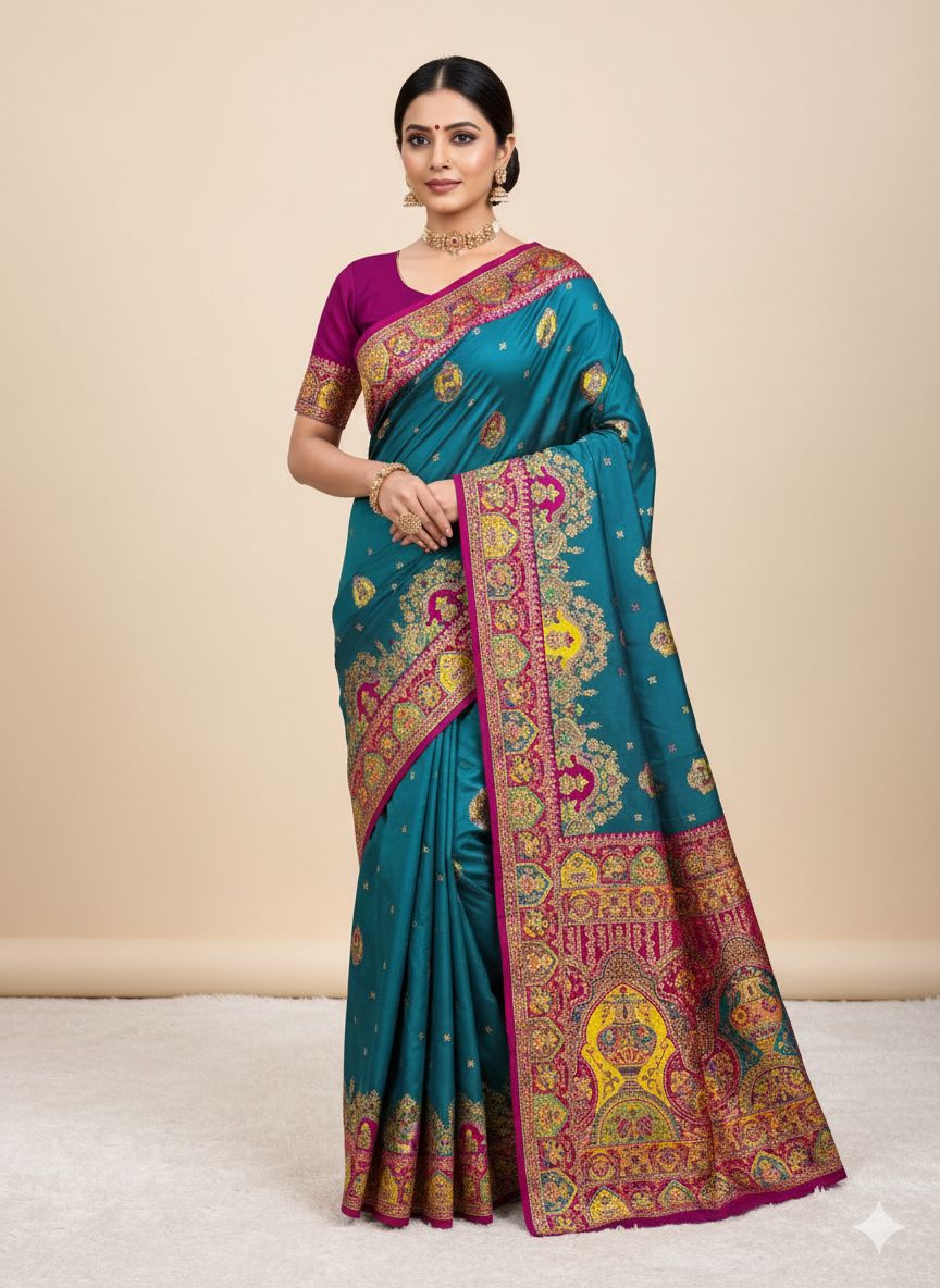 Teal Paithani Silk Border Lace Work Saree | Sarees, Bollywood Sarees, Creative Sarees, Designer Sarees, Embroidered Sarees, Ethnic Saree, Modern Digital sarees, Party Wear Sarees