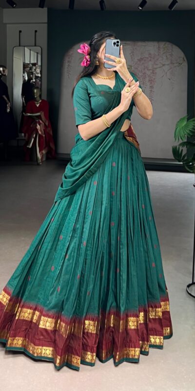 Teal Pure Chanderi Zari Work Lehenga Choli | Lehenga, Bollywood Lehenga, Creative Lehenga, Designer Lehenga, Embroidered Lehenga, Party Wear Lehenga