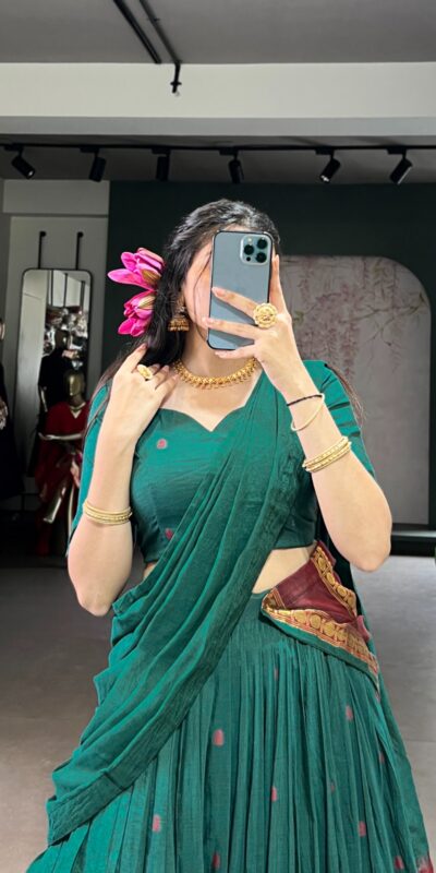 Teal Pure Chanderi Zari Work Lehenga Choli | Lehenga, Bollywood Lehenga, Creative Lehenga, Designer Lehenga, Embroidered Lehenga, Party Wear Lehenga
