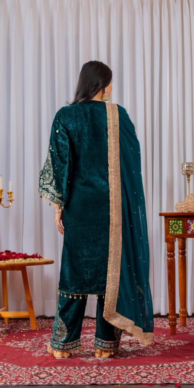 Teal Viscose Velvet Embroidery Salwar Suit | Jump Suits, Salwar suit, Casual Suits, Creative suits, Designer Suits, Palazzo Suits, Party Wear Suits, Patiala Suits, Straight Suits