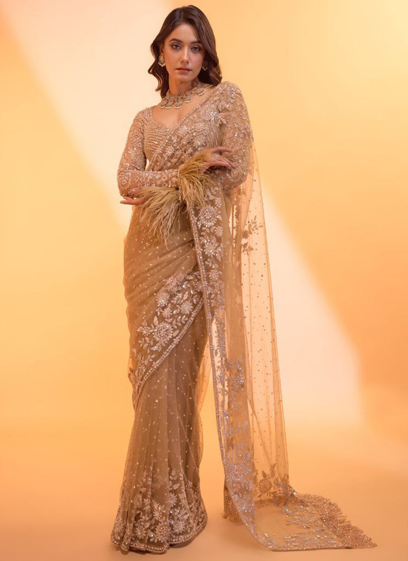 DF 3472 Gold Butterfly Net Saree Sequence with Work & Zari Work. Introductory Price ₹1799. Delivery 4-6 Working Days. Shop now. | Sarees, Bollywood Sarees, Creative Sarees, Designer Sarees, Embroidered Sarees, Ethnic Saree, Modern Digital sarees, Party Wear Sarees