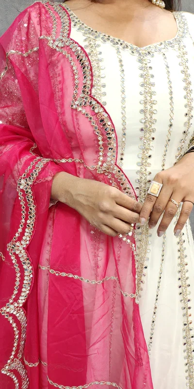 White Faux Georgette Sequence Thread Work Salwar Suit | Jump Suits, Salwar suit, Casual Suits, Creative suits, Designer Suits, Palazzo Suits, Party Wear Suits, Patiala Suits, Straight Suits