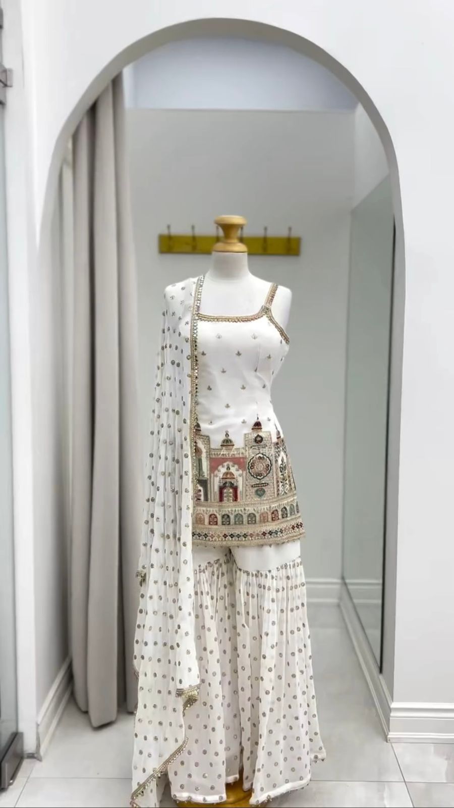 White Faux Georgette With Thread Lace Work Salwar Suit | Jump Suits, Salwar suit, Casual Suits, Creative suits, Designer Suits, Palazzo Suits, Party Wear Suits, Patiala Suits, Straight Suits