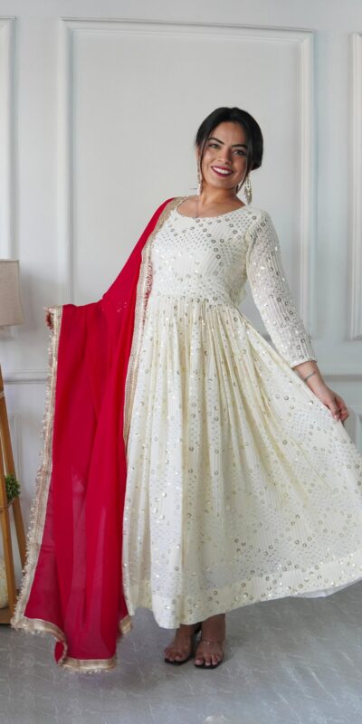 White Fox Georgette Heavy Embroidery Work Salwar Suit | Jump Suits, Salwar suit, Casual Suits, Creative suits, Designer Suits, Palazzo Suits, Party Wear Suits, Patiala Suits, Straight Suits