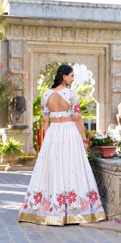 White Georgette Sequins Work Lehenga Choli | Lehenga, Bollywood Lehenga, Creative Lehenga, Designer Lehenga, Embroidered Lehenga, Party Wear Lehenga