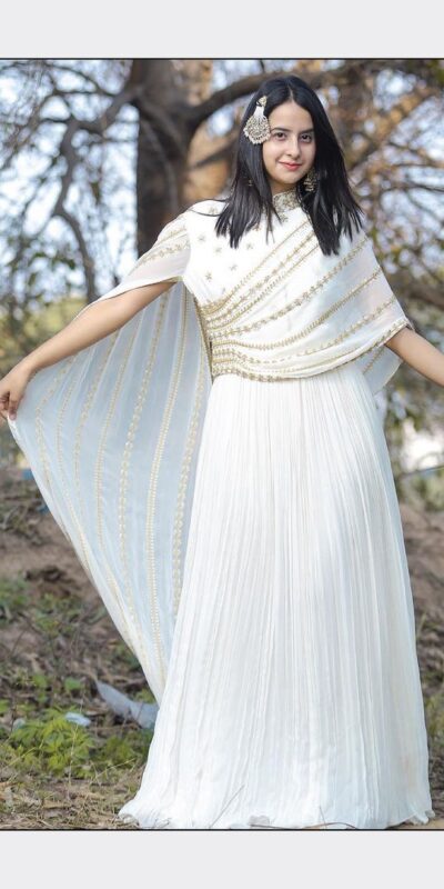 White Georgette Threadbare Sequin Work Anarkali Gown | Gowns, Bollywood Gowns, Creative Gowns, Designer Gowns, Embroidered Gowns, Party Wear Gowns, Straight Suits