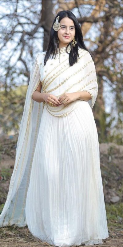White Georgette Threadbare Sequin Work Anarkali Gown | Gowns, Bollywood Gowns, Creative Gowns, Designer Gowns, Embroidered Gowns, Party Wear Gowns, Straight Suits