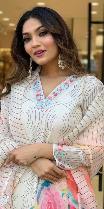 White Maslin Digital Printed Salwar Suit | Jump Suits, Salwar suit, Casual Suits, Creative suits, Designer Suits, Palazzo Suits, Party Wear Suits, Patiala Suits, Straight Suits