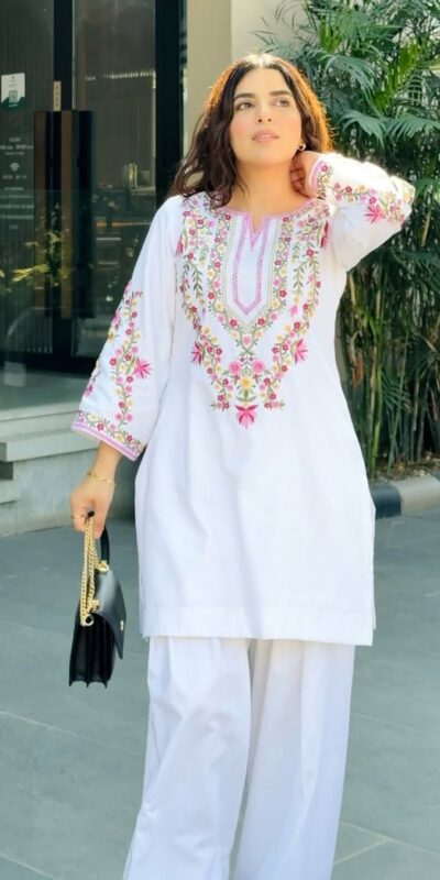 White Natural Crep Silk Embroidery Work Salwar Suit | Jump Suits, Salwar suit, Casual Suits, Creative suits, Designer Suits, Palazzo Suits, Party Wear Suits, Patiala Suits, Straight Suits