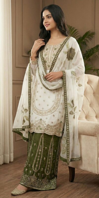 White Organza Silk Digital Print Embroidery Salwar Suit | Jump Suits, Salwar suit, Casual Suits, Creative suits, Designer Suits, Palazzo Suits, Party Wear Suits, Patiala Suits, Straight Suits