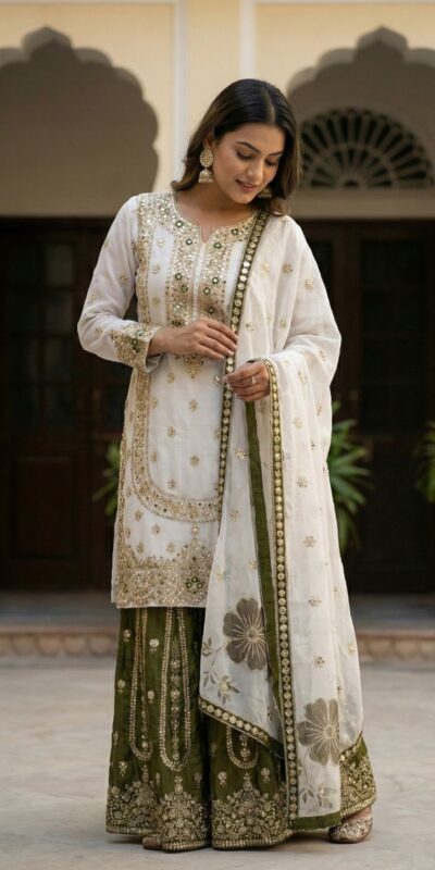 White Organza Silk Digital Print Embroidery Salwar Suit | Jump Suits, Salwar suit, Casual Suits, Creative suits, Designer Suits, Palazzo Suits, Party Wear Suits, Patiala Suits, Straight Suits