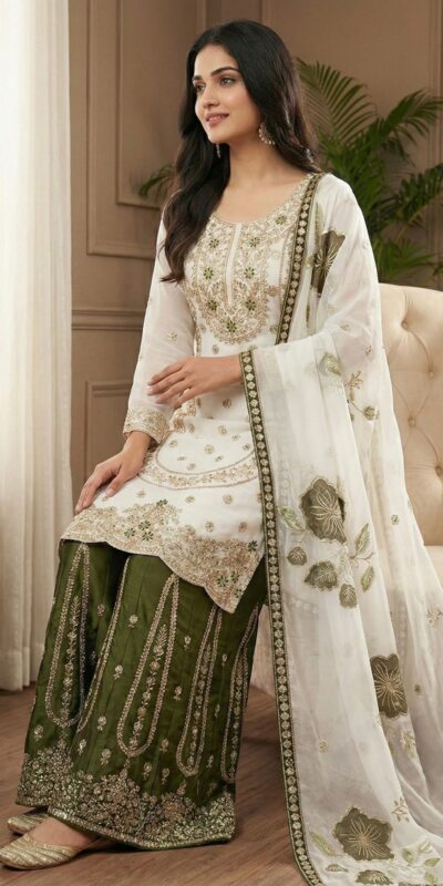 White Organza Silk Digital Print Embroidery Salwar Suit | Jump Suits, Salwar suit, Casual Suits, Creative suits, Designer Suits, Palazzo Suits, Party Wear Suits, Patiala Suits, Straight Suits