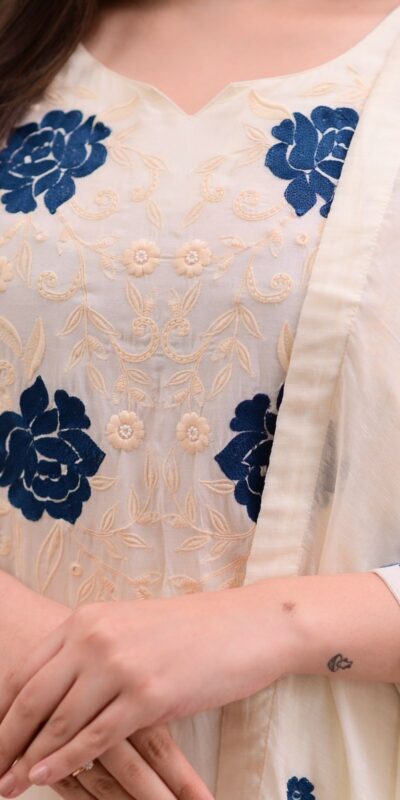White Roman Silk Embroidery Salwar Suit | Jump Suits, Tops & Bottoms, Track Suits, Salwar suit, Casual Suits, Creative suits, Designer Suits, Palazzo Suits, Party Wear Suits, Patiala Suits, Straight Suits, Trendy Wear