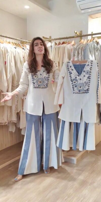 White Roman Silk Mirror Embroidery Work Salwar Suit | Jump Suits, Tops & Bottoms, Track Suits, Salwar suit, Casual Suits, Creative suits, Designer Suits, Palazzo Suits, Party Wear Suits, Patiala Suits, Straight Suits, Trendy Wear