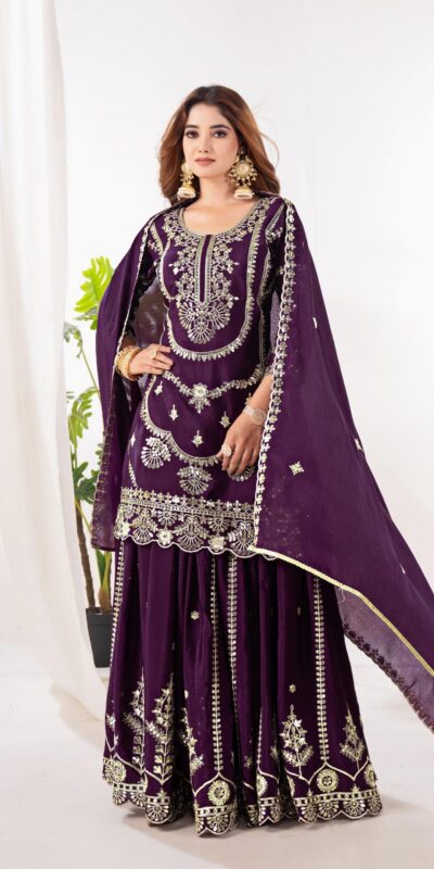 Wine Chinon Silk Embroider Lace Work Salwar Suit | Jump Suits, Salwar suit, Casual Suits, Creative suits, Designer Suits, Palazzo Suits, Party Wear Suits, Patiala Suits, Straight Suits
