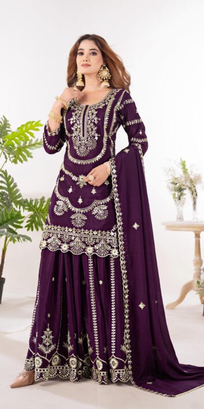 Wine Chinon Silk Embroider Lace Work Salwar Suit | Jump Suits, Salwar suit, Casual Suits, Creative suits, Designer Suits, Palazzo Suits, Party Wear Suits, Patiala Suits, Straight Suits