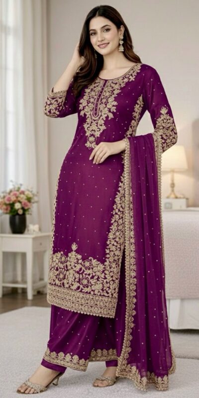 Wine Organza Silk Embroidery Work Salwar Suit | Jump Suits, Salwar suit, Casual Suits, Creative suits, Designer Suits, Palazzo Suits, Party Wear Suits, Patiala Suits, Straight Suits