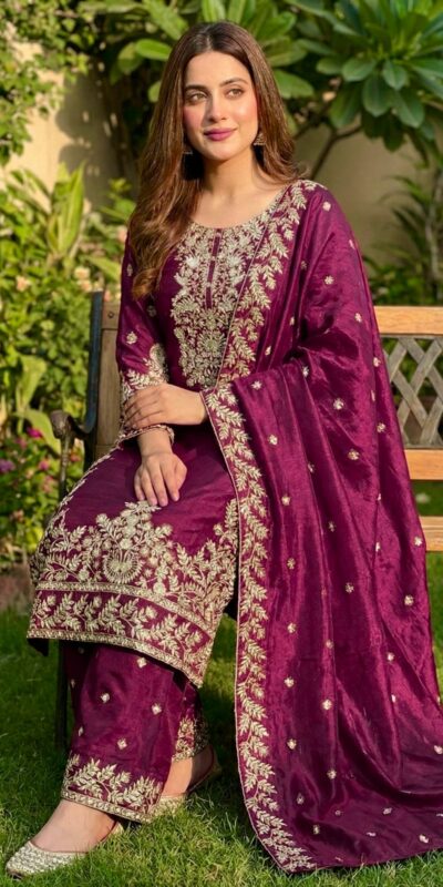 Wine Organza Silk With Sequence Work Salwar Suit | Jump Suits, Salwar suit, Casual Suits, Creative suits, Designer Suits, Palazzo Suits, Party Wear Suits, Patiala Suits, Straight Suits