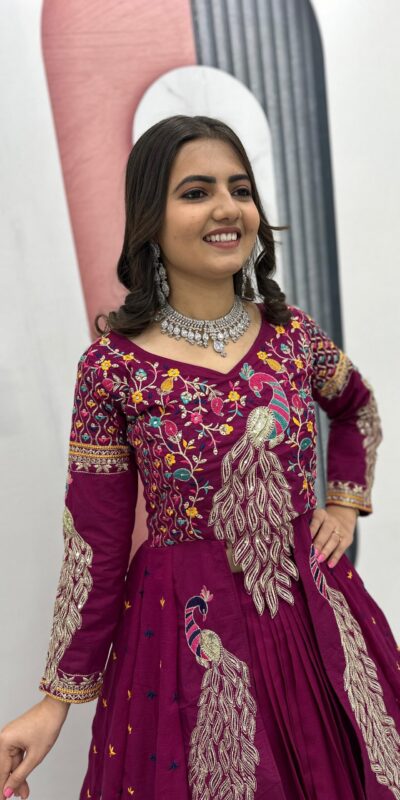 Wine Vichitra Sequence Work Lehenga Choli | Lehenga, Bollywood Lehenga, Creative Lehenga, Designer Lehenga, Embroidered Lehenga, Party Wear Lehenga