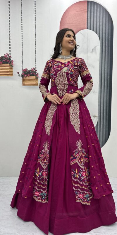 Wine Vichitra Sequence Work Lehenga Choli | Lehenga, Bollywood Lehenga, Creative Lehenga, Designer Lehenga, Embroidered Lehenga, Party Wear Lehenga