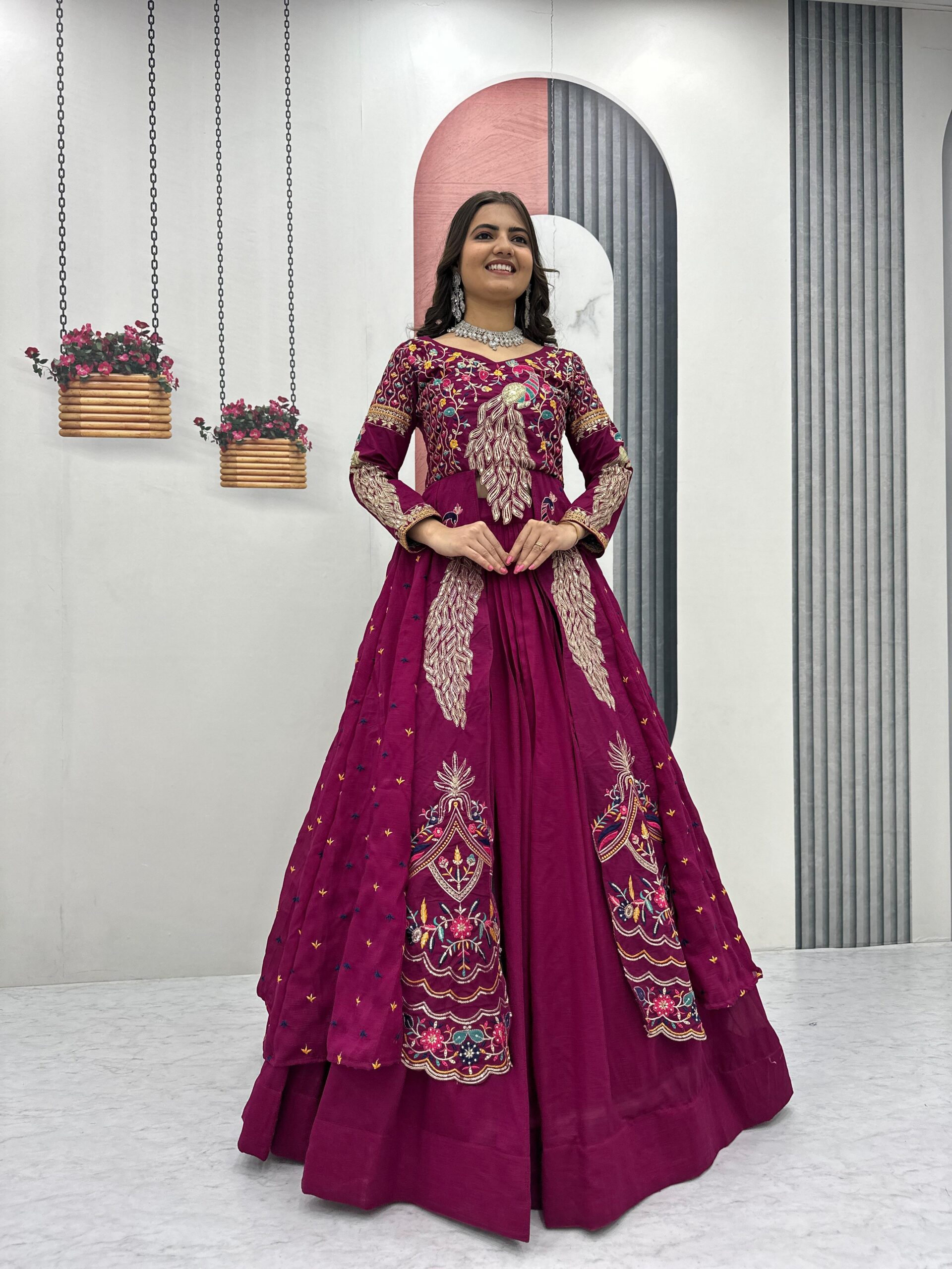 Wine Vichitra Sequence Work Lehenga Choli | Lehenga, Bollywood Lehenga, Creative Lehenga, Designer Lehenga, Embroidered Lehenga, Party Wear Lehenga