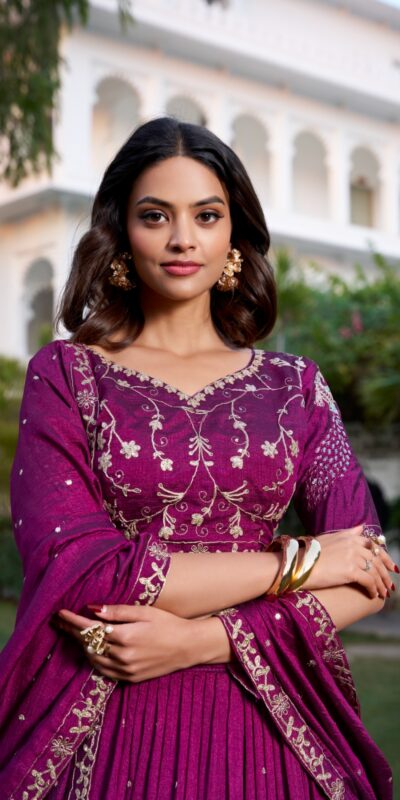 Wine Vichitra Silk Work Embroidery Lehenga Choli | Lehenga, Bollywood Lehenga, Creative Lehenga, Designer Lehenga, Embroidered Lehenga, Party Wear Lehenga