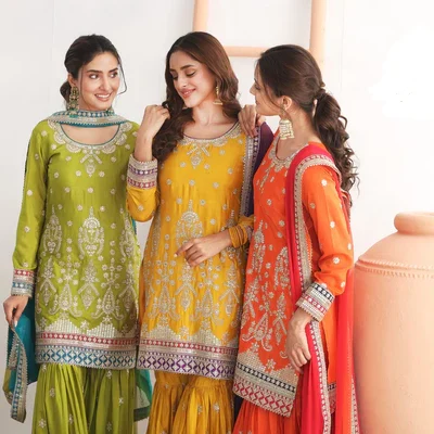Yellow Chinon Embroidery Mirror Work Salwar Suit | Jump Suits, Salwar suit, Casual Suits, Creative suits, Designer Suits, Palazzo Suits, Party Wear Suits, Patiala Suits, Straight Suits