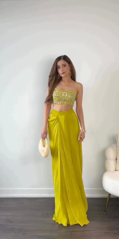 Yellow Chinon Silk Thread With 9mm Sequence Dhoti Suit | Jump Suits, Tops & Bottoms, Track Suits, Salwar suit, Casual Suits, Creative suits, Designer Suits, Palazzo Suits, Party Wear Suits, Patiala Suits, Straight Suits, Trendy Wear
