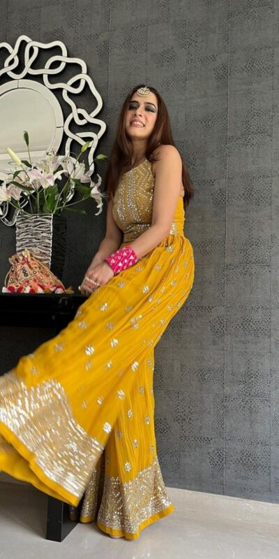 Yellow Jumpsuit with Sequin Work | Jump Suits, Salwar suit, Casual Suits, Creative suits, Designer Suits, Palazzo Suits, Party Wear Suits, Straight Suits