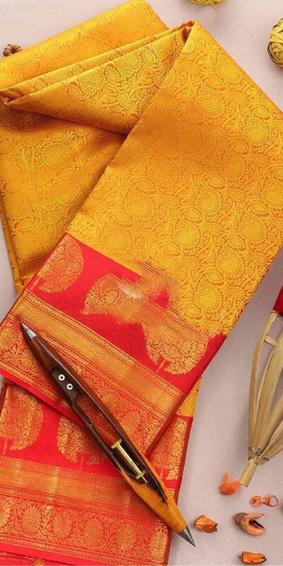 Yellow Lichi Silk With Jacquard Lace Work Saree | Sarees, Bollywood Sarees, Creative Sarees, Designer Sarees, Embroidered Sarees, Ethnic Saree, Modern Digital sarees, Party Wear Sarees