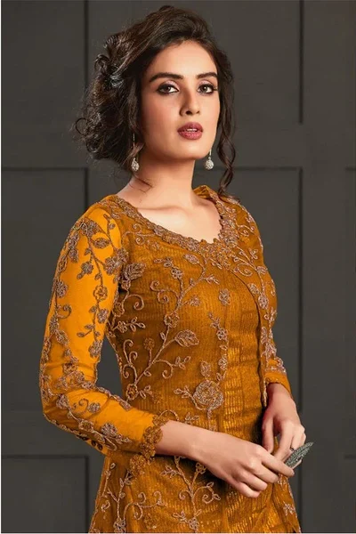 Yellow Net Stone Work Salwar Suit | Jump Suits, Salwar suit, Casual Suits, Creative suits, Designer Suits, Palazzo Suits, Party Wear Suits, Patiala Suits, Straight Suits