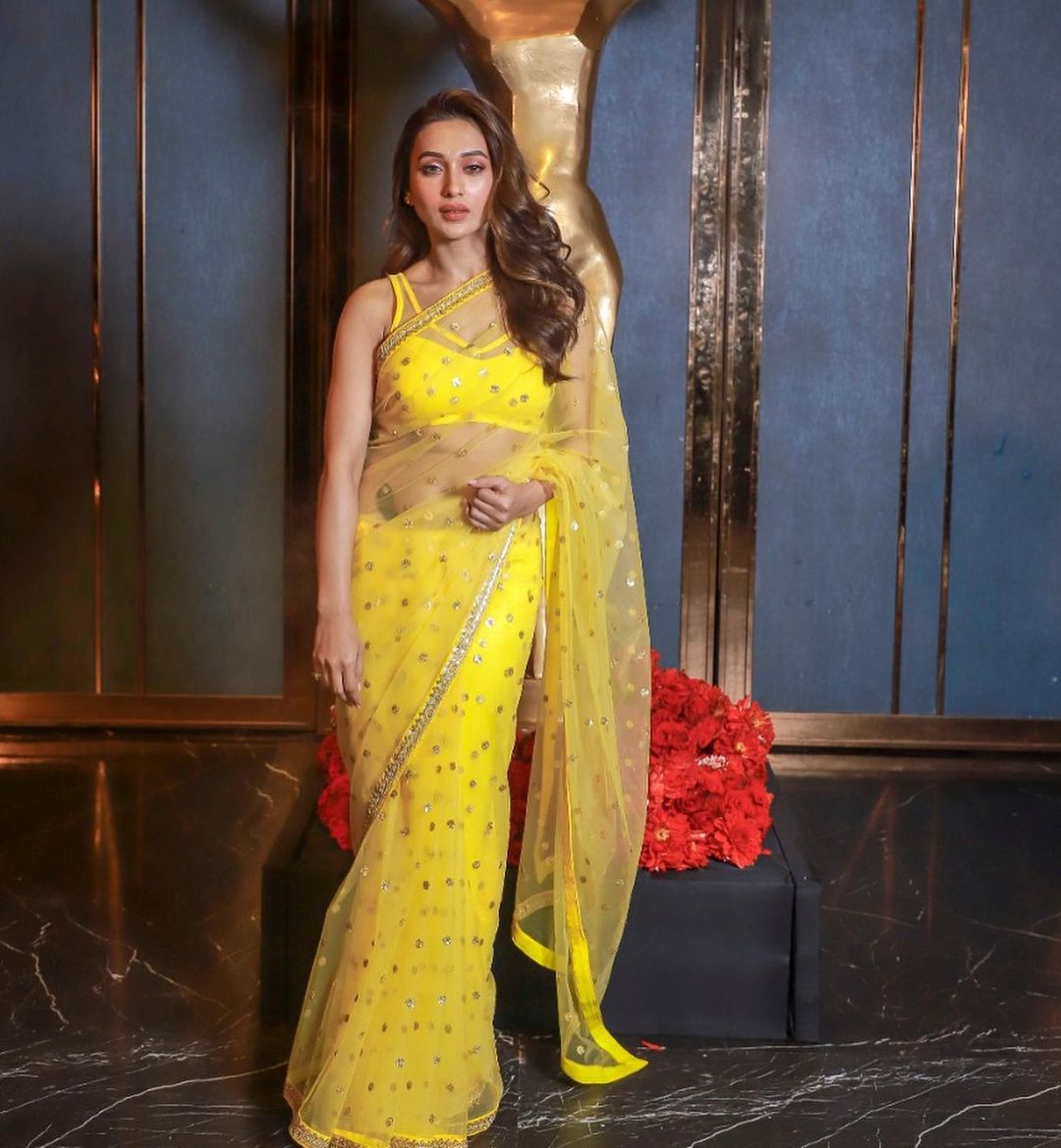 Yellow Nylon Butterfly Net Sequence Work Saree | Sarees, Bollywood Sarees, Creative Sarees, Designer Sarees, Embroidered Sarees, Ethnic Saree, Modern Digital sarees, Party Wear Sarees