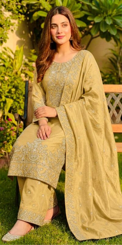 Yellow Organza Silk With Sequence Work Salwar Suit | Jump Suits, Salwar suit, Casual Suits, Creative suits, Designer Suits, Palazzo Suits, Party Wear Suits, Patiala Suits, Straight Suits
