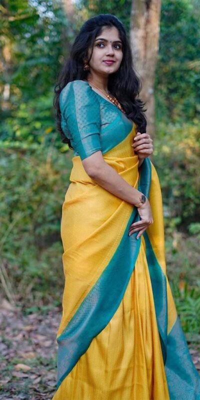 Yellow Soft Lichi Silk With All Over Saree | Sarees, Bollywood Sarees, Creative Sarees, Designer Sarees, Embroidered Sarees, Ethnic Saree, Modern Digital sarees, Party Wear Sarees