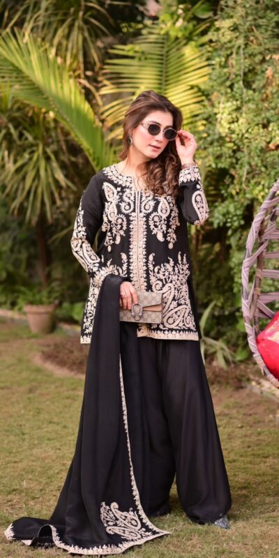 KD 1631 Black Black Faux Georgette Salwar Suit with Embroidery Work. Get it for ₹2099. Delivery 4-6 Working Days. Shop now. | Jump Suits, Salwar suit, Casual Suits, Creative suits, Designer Suits, Palazzo Suits, Party Wear Suits, Patiala Suits, Straight Suits