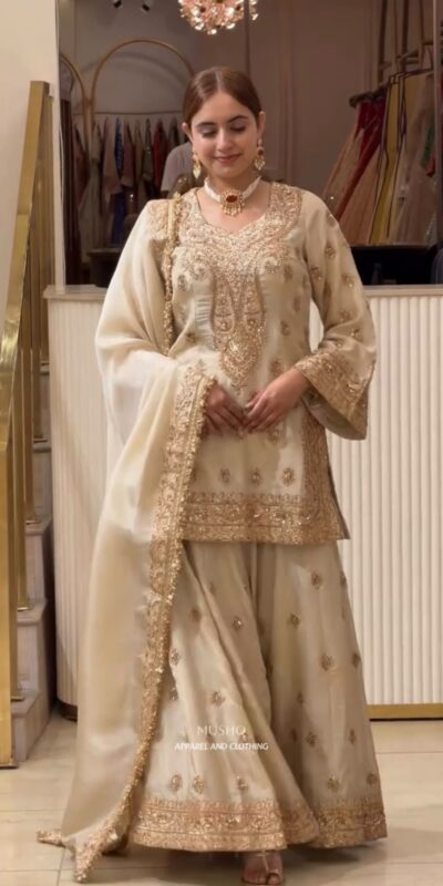 AD 236 Cream Color Chinon Silk Salwar Suit with Embroidery Work. Online Get it for ₹2149. Delivery 4-6 Working Days. Shop now. | Jump Suits, Salwar suit, Casual Suits, Creative suits, Designer Suits, Palazzo Suits, Party Wear Suits, Patiala Suits, Straight Suits