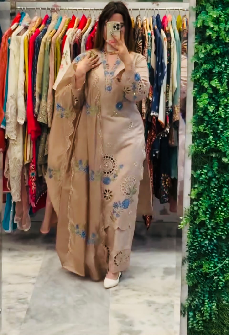 VLM 343 Chiku Roman Salwar Suit with Cut Work & Embroidery Work. Exclusive Offer ₹2449. Delivery 4-6 Working Days. Shop now. | Jump Suits, Salwar suit, Casual Suits, Creative suits, Designer Suits, Palazzo Suits, Party Wear Suits, Patiala Suits, Straight Suits