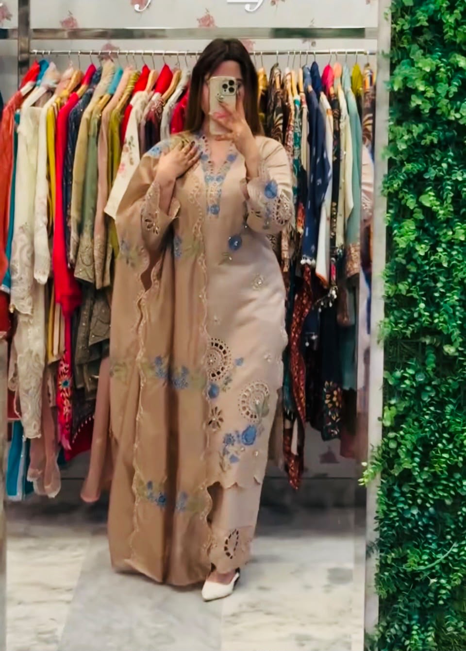 VLM 343 Chiku Roman Salwar Suit with Cut Work & Embroidery Work. Exclusive Offer ₹2449. Delivery 4-6 Working Days. Shop now. | Jump Suits, Salwar suit, Casual Suits, Creative suits, Designer Suits, Palazzo Suits, Party Wear Suits, Patiala Suits, Straight Suits
