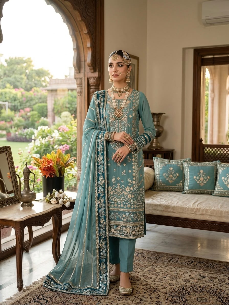ZSR 3175 Blue Fox Georgette Salwar Suit with Embroidery Work & Sequins Work. Grab it for ₹2399. Delivery 4-6 Working Days. Shop now. | Jump Suits, Salwar suit, Casual Suits, Creative suits, Designer Suits, Palazzo Suits, Party Wear Suits, Patiala Suits, Straight Suits