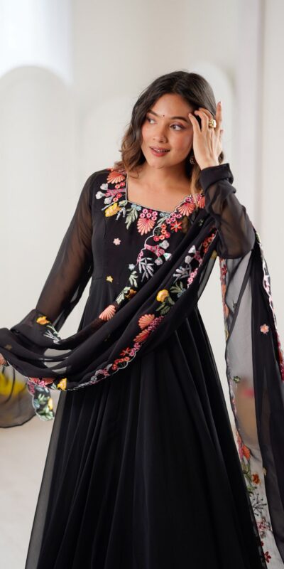NSR 901 Black Faux Georgette Salwar Suit with Lace Work & Embroidery Work. Introductory Price ₹2099. Delivery 4-6 Working Days. Shop now. | Jump Suits, Salwar suit, Casual Suits, Creative suits, Designer Suits, Palazzo Suits, Party Wear Suits, Patiala Suits, Straight Suits