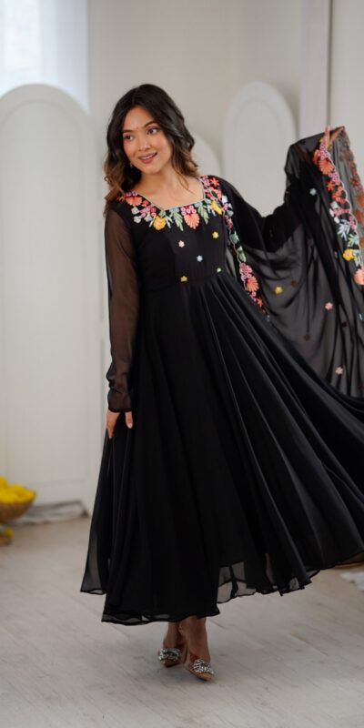 NSR 901 Black Faux Georgette Salwar Suit with Lace Work & Embroidery Work. Introductory Price ₹2099. Delivery 4-6 Working Days. Shop now. | Jump Suits, Salwar suit, Casual Suits, Creative suits, Designer Suits, Palazzo Suits, Party Wear Suits, Patiala Suits, Straight Suits