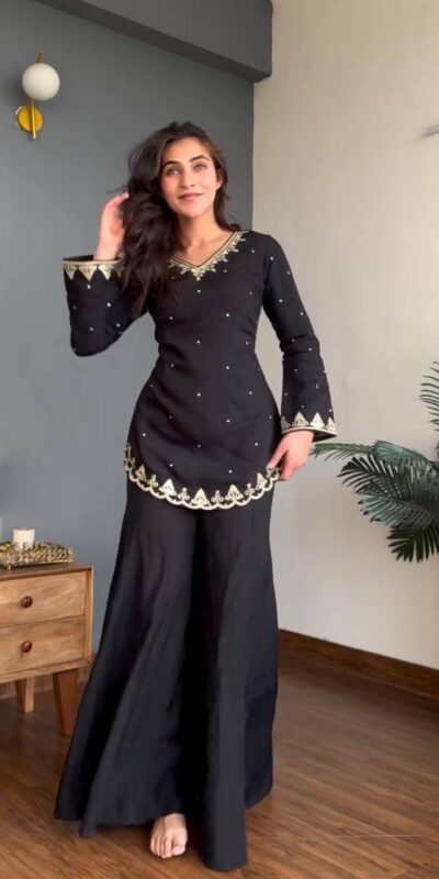 WW 1247 Black Roman Silk Salwar Suit with Embroidery Work & Sequins Work. Now at just ₹1899. Delivery 4-6 Working Days. Shop now. | Jump Suits, Salwar suit, Casual Suits, Creative suits, Designer Suits, Palazzo Suits, Party Wear Suits, Patiala Suits, Straight Suits