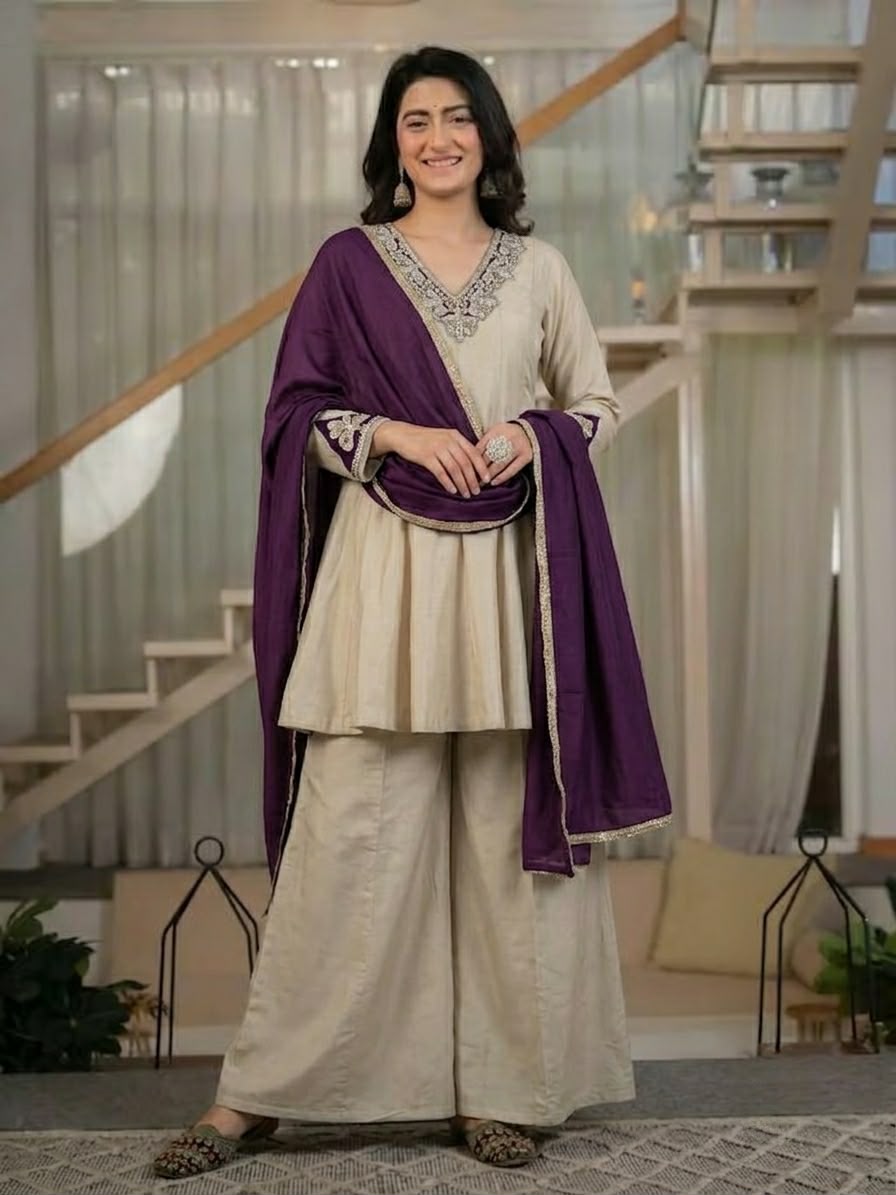 NF 1290 Cream Roman Silk Salwar Suit with Embroidery Work & Sequins Work. Now at just ₹2049. Delivery 4-6 Working Days. Shop now. | Jump Suits, Salwar suit, Casual Suits, Creative suits, Designer Suits, Palazzo Suits, Party Wear Suits, Patiala Suits, Straight Suits
