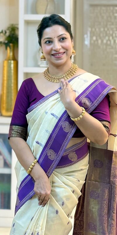 KPR 308 Cream in Soft Lichi Silk Jacquard Work Designer Work Saree . Exclusive Offer ₹1449. Delivery 4-6 Working Days. Shop now. | Sarees, Bollywood Sarees, Creative Sarees, Designer Sarees, Embroidered Sarees, Ethnic Saree, Modern Digital sarees, Party Wear Sarees