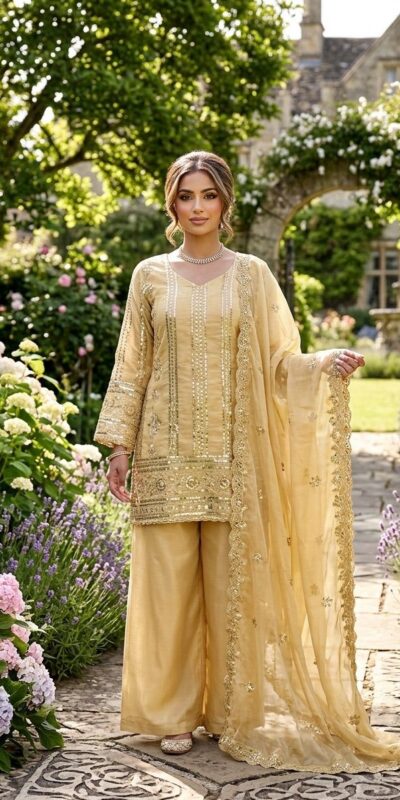 KD 1583 Golden | Golden Zimmy Silk Salwar Suit with Sequins Work. Special Price ₹1699. Delivery 4-6 Working Days. Shop now. | Jump Suits, Salwar suit, Casual Suits, Creative suits, Designer Suits, Palazzo Suits, Party Wear Suits, Patiala Suits, Straight Suits