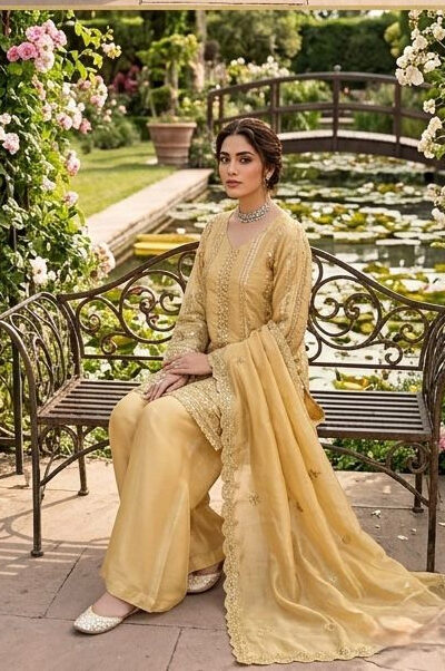 KD 1583 Golden | Golden Zimmy Silk Salwar Suit with Sequins Work. Special Price ₹1699. Delivery 4-6 Working Days. Shop now. | Jump Suits, Salwar suit, Casual Suits, Creative suits, Designer Suits, Palazzo Suits, Party Wear Suits, Patiala Suits, Straight Suits