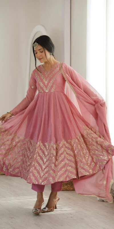 JF 050 Peach Embroidery Work & Sequins Work Salwar Suit in Peach Crunchy Silk. Festive Deal ₹2099. Delivery 4-6 Working Days. Shop now. | Anarkali Suits, Bollywood Anarkali, Creative-Anarkali, Designer Anarkali, Embroidered Anarkali, Party Wear Anarkali