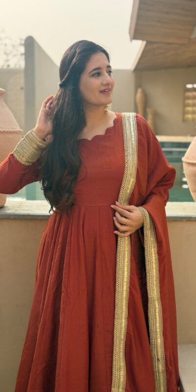 NF 1293 Rust NC Vichitra Salwar Suit with Sequins Work & Embroidery Work. Available at ₹2499 only. Delivery 4-6 Working Days. Shop now. | Anarkali Suits, Bollywood Anarkali, Creative-Anarkali, Designer Anarkali, Embroidered Anarkali, Party Wear Anarkali, Salwar suit