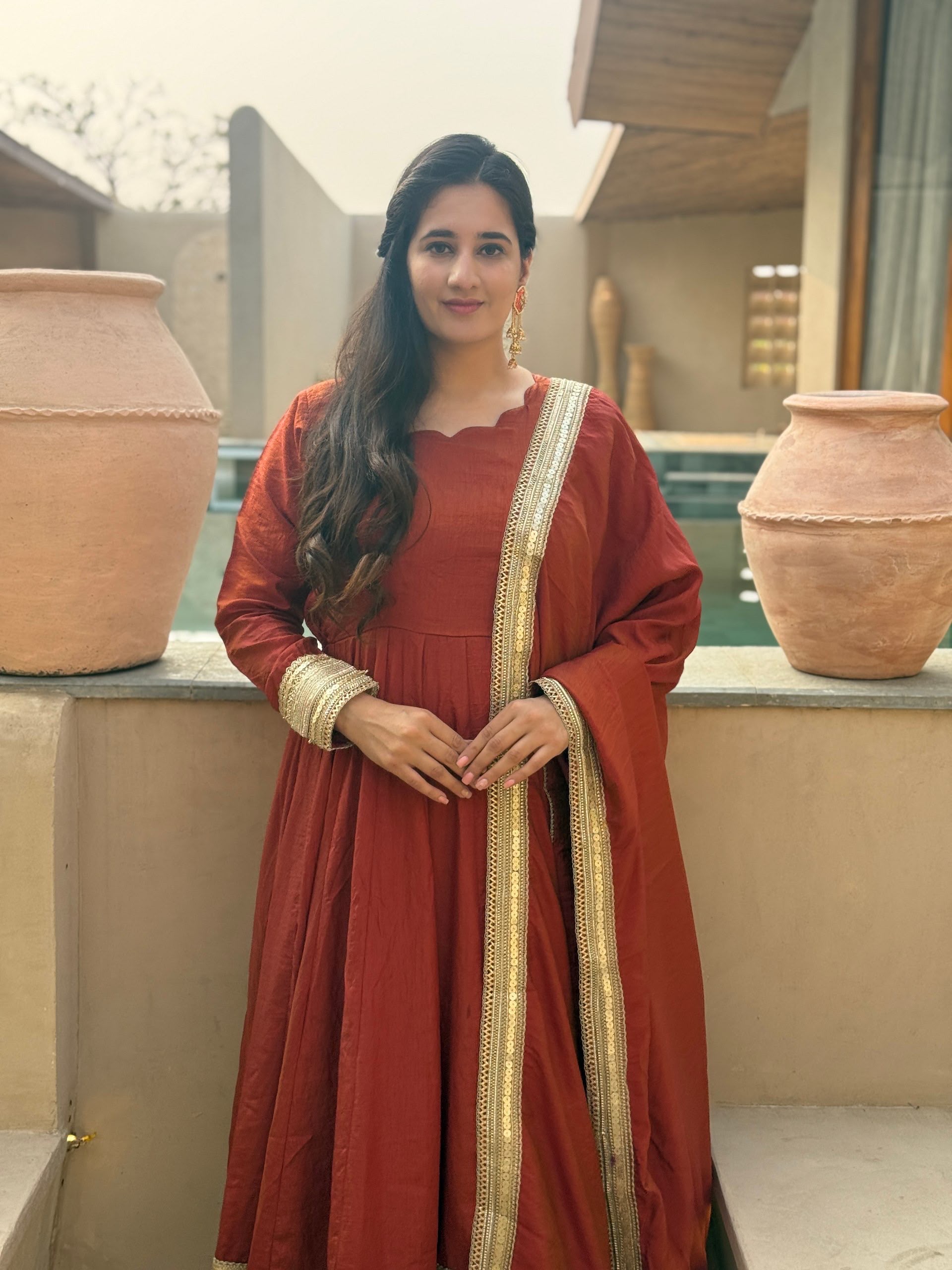NF 1293 Rust NC Vichitra Salwar Suit with Sequins Work & Embroidery Work. Available at ₹2499 only. Delivery 4-6 Working Days. Shop now. | Anarkali Suits, Bollywood Anarkali, Creative-Anarkali, Designer Anarkali, Embroidered Anarkali, Party Wear Anarkali, Salwar suit