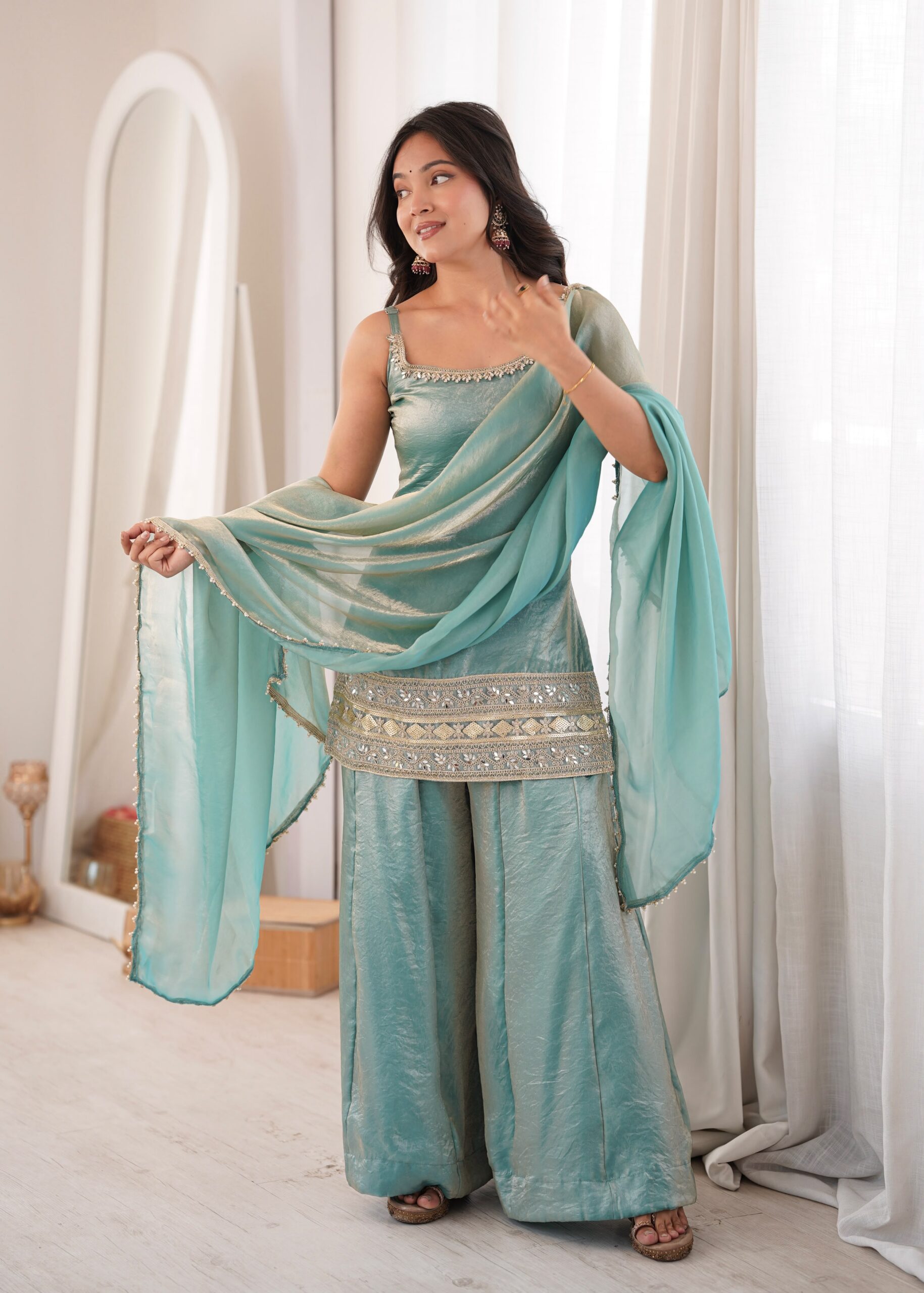 ZSR 3177 Sea Green in Doremon Crush Embroidery Work & Mirror Work Salwar Suit . Best Price ₹2099. Delivery 4-6 Working Days. Shop now. | Jump Suits, Salwar suit, Casual Suits, Creative suits, Designer Suits, Palazzo Suits, Party Wear Suits, Patiala Suits, Straight Suits